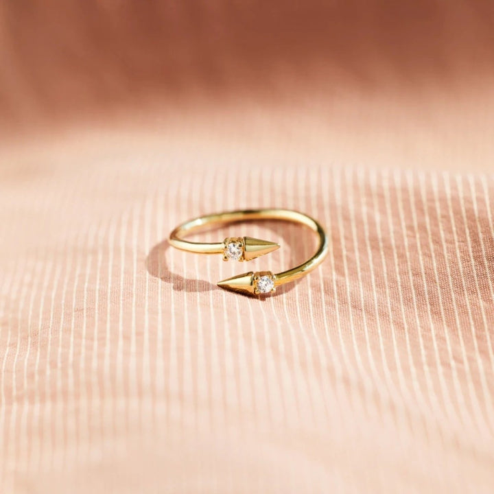 925 Sterling Silver Inlaid Zircon Bypass Ring - AMVIM