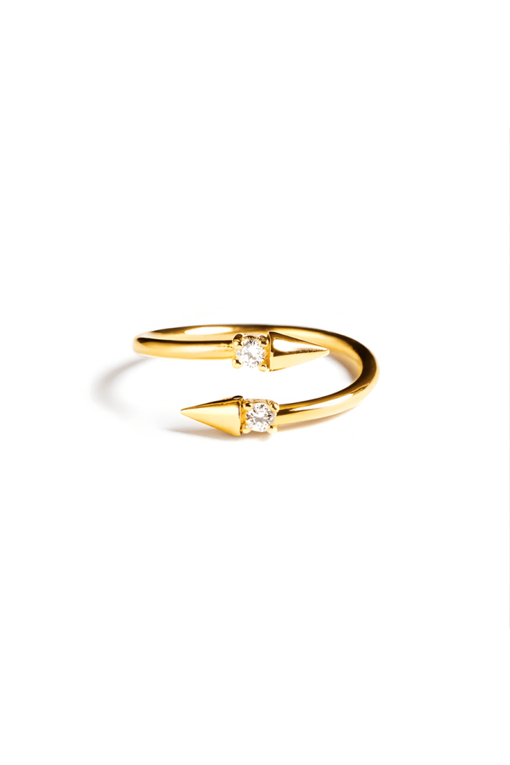 925 Sterling Silver Inlaid Zircon Bypass Ring - AMVIM