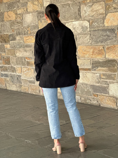 AMVIM - Oversized Corduroy Shacket Beige Button Down Utility Detail