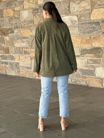 AMVIM - Oversized Corduroy Shacket Beige Button Down Utility Detail