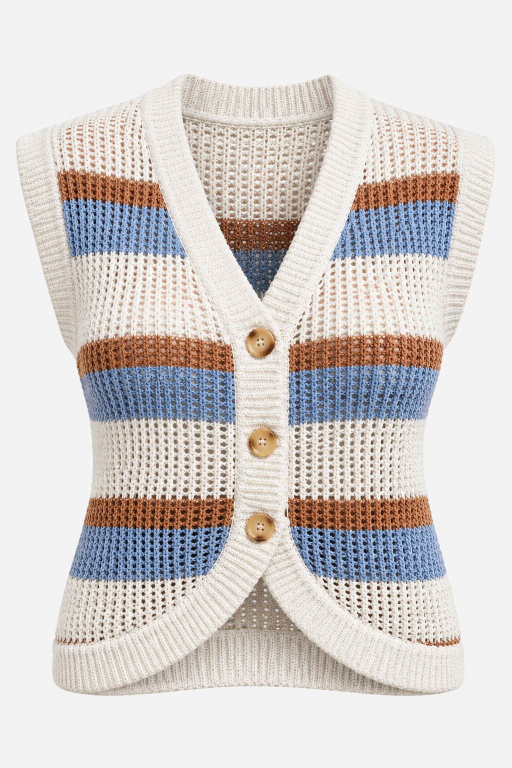 SO ME Multi Color Stripe Low Gauge Sweater Vest Top