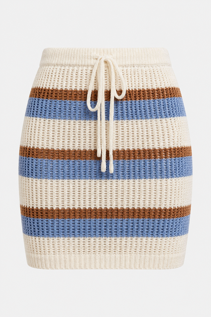 SO ME Multi Color Stripe Knitted Sweater Skirt