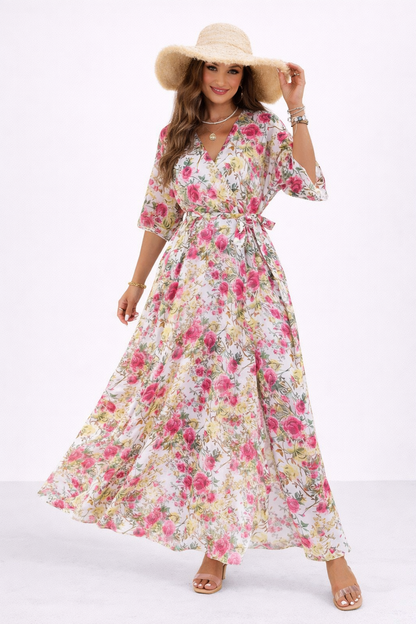 Dress Floral Print Maxi in Polyester