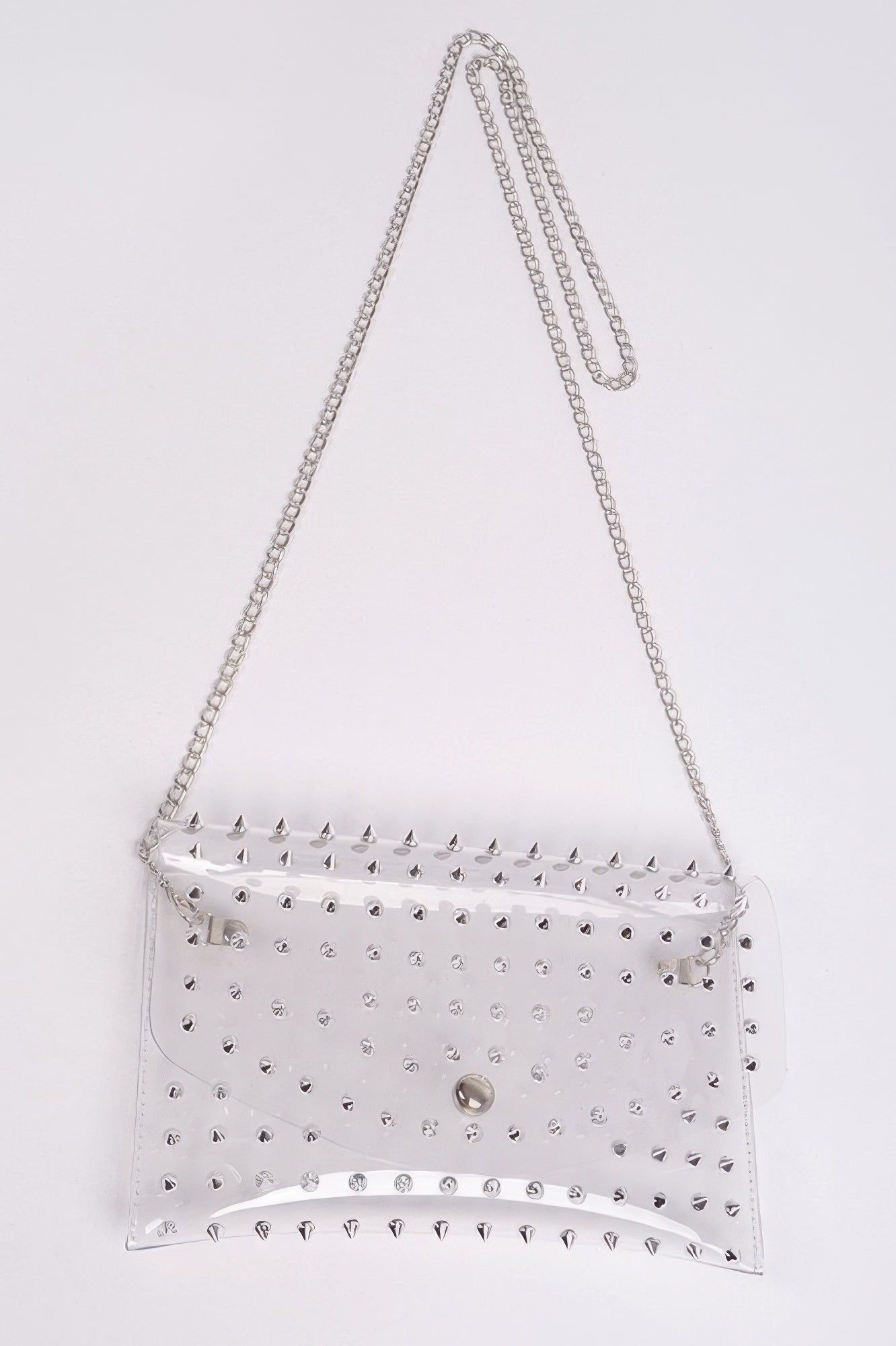 Multi Stoned Cross Body Chain Strap Visible Clutch - AMVIM