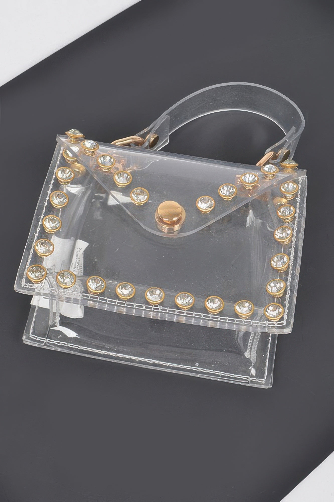 Rhinestone Stud Transparent Mini Bag - AMVIM