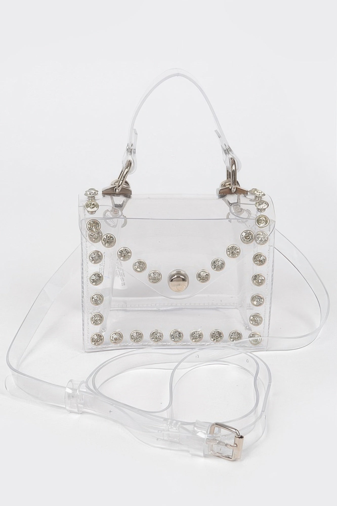 Rhinestone Stud Transparent Mini Bag - AMVIM