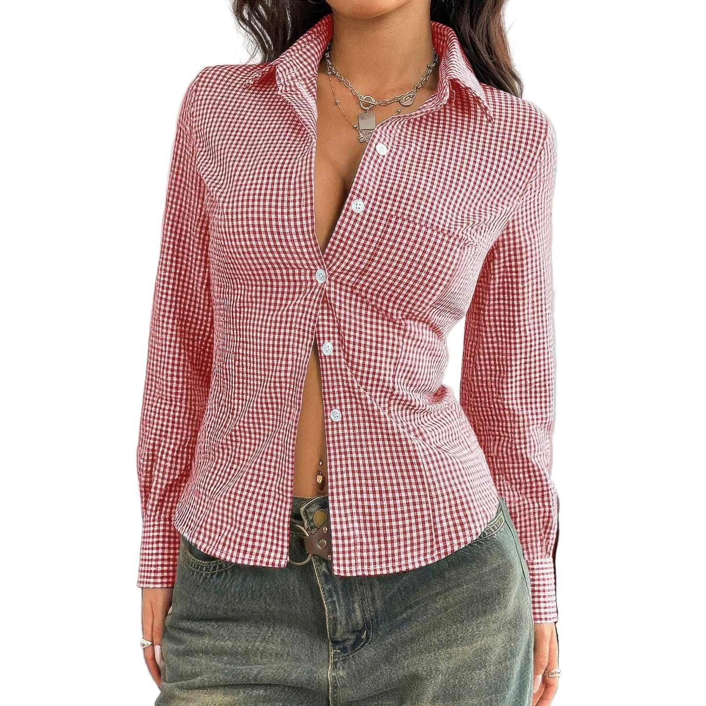 Stretch Button Down Long Sleeves Shirt - AMVIM