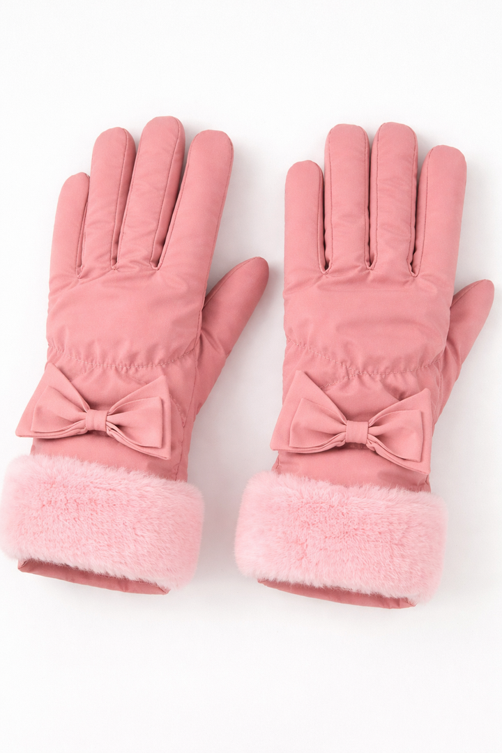 Smart Touch Fleece Gloves with Faux Fur Cuff