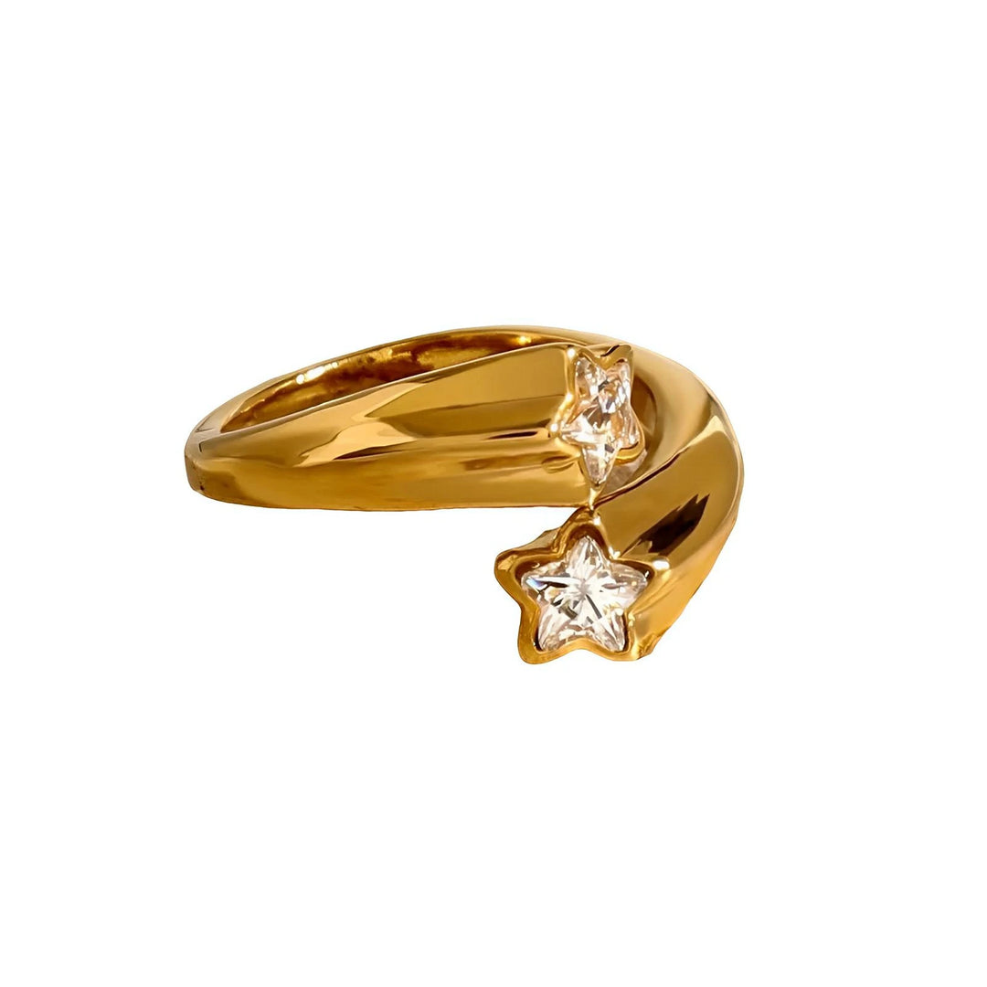 Adjustable Stainless Steel Ring with Zircon Accents - AMVIM