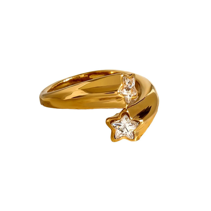 Adjustable Stainless Steel Ring with Zircon Accents - AMVIM