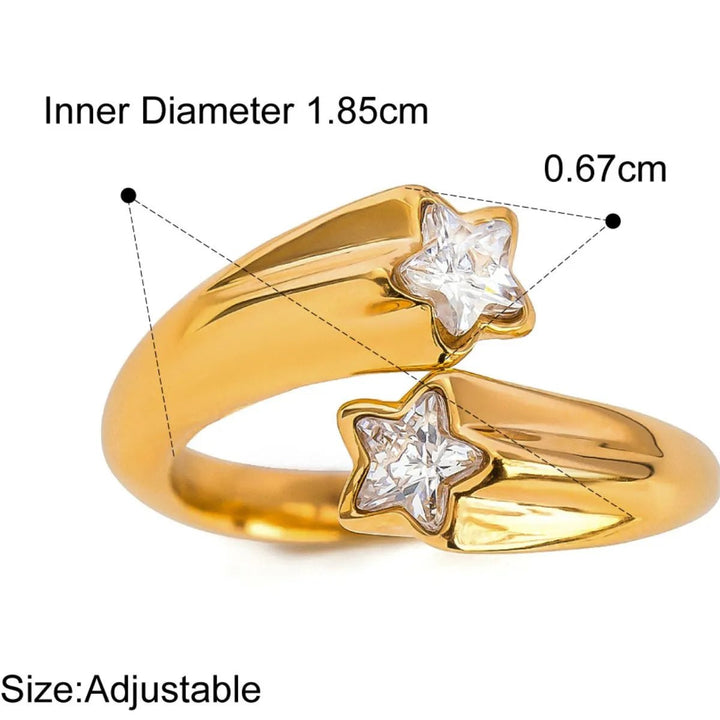 Adjustable Stainless Steel Ring with Zircon Accents - AMVIM