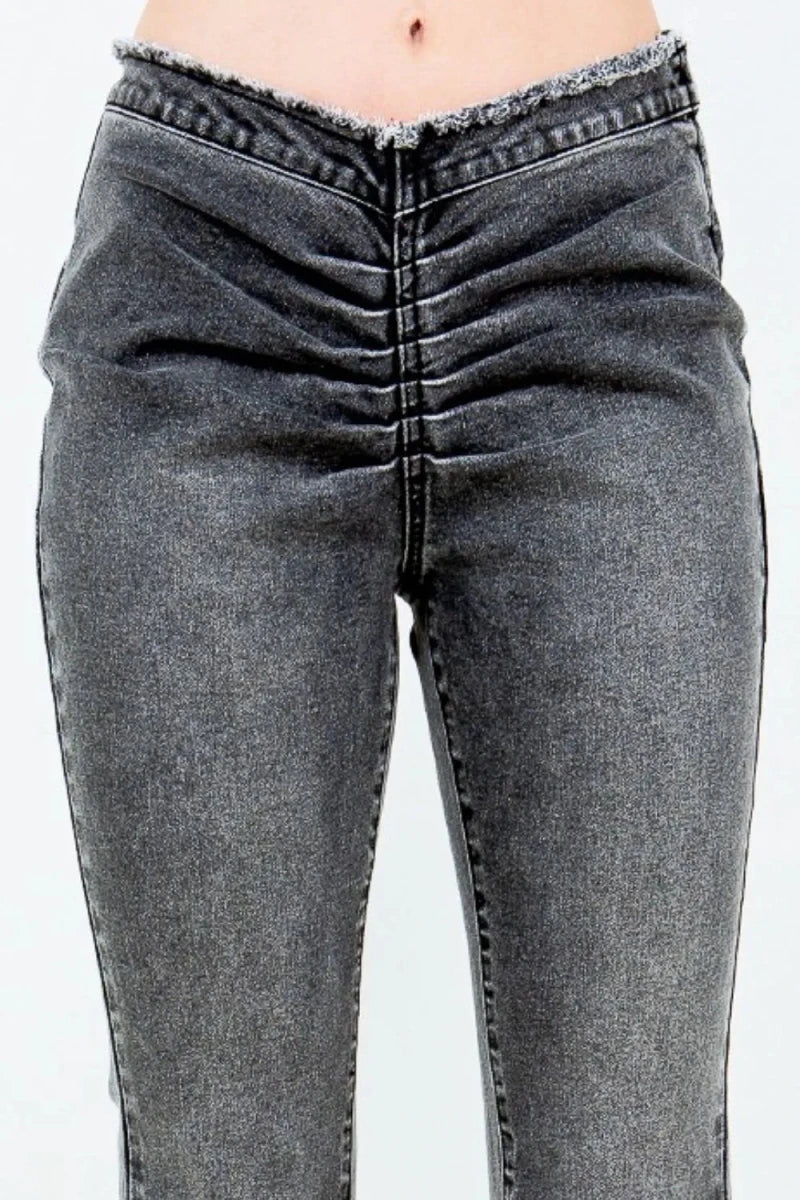 American Bazi V-Cut Ruched Flare Pants - AMVIM