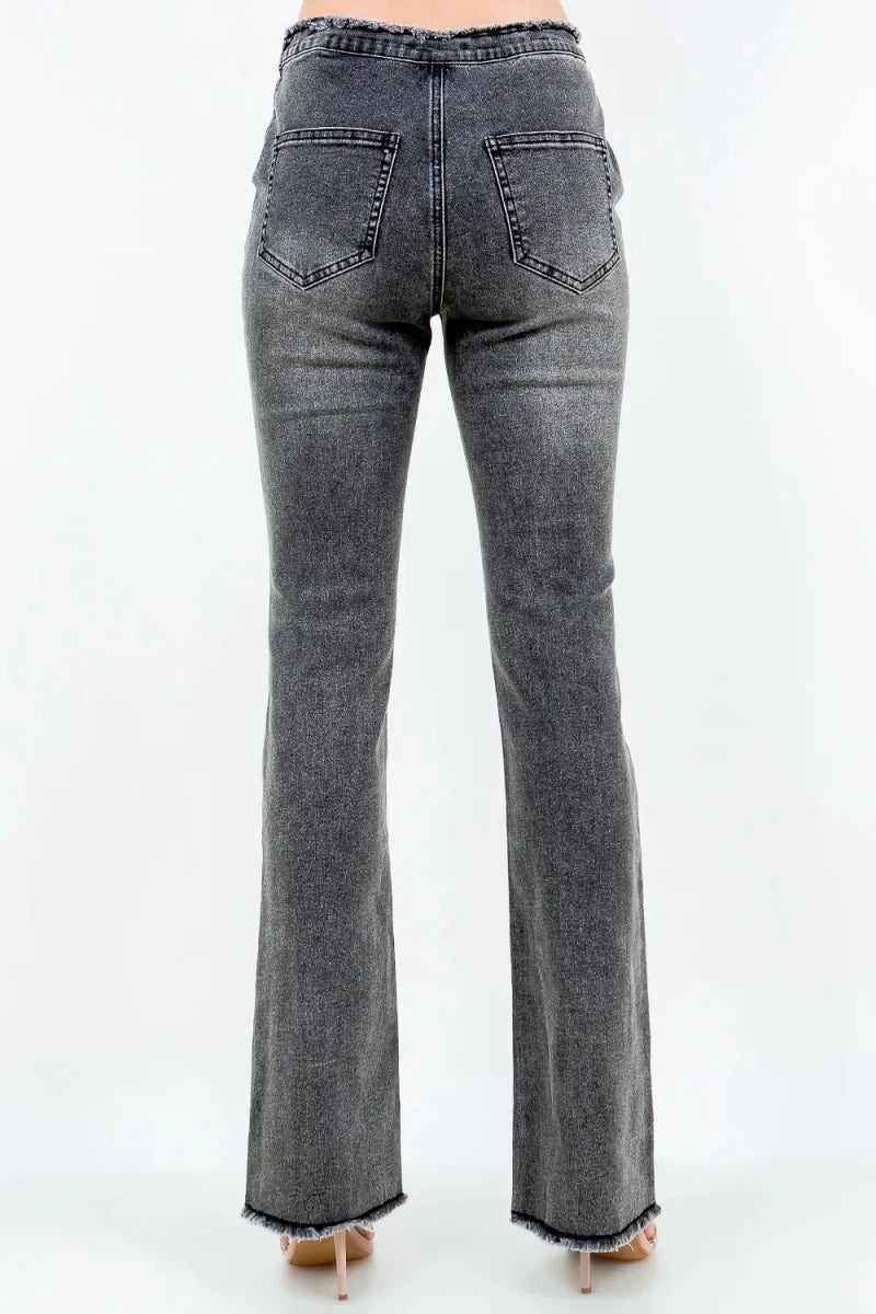 American Bazi V-Cut Ruched Flare Pants - AMVIM