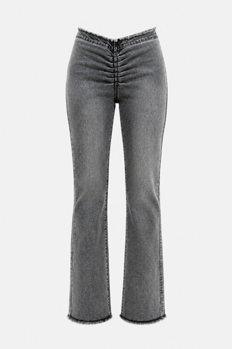 American Bazi V-Cut Ruched Flare Pants - AMVIM
