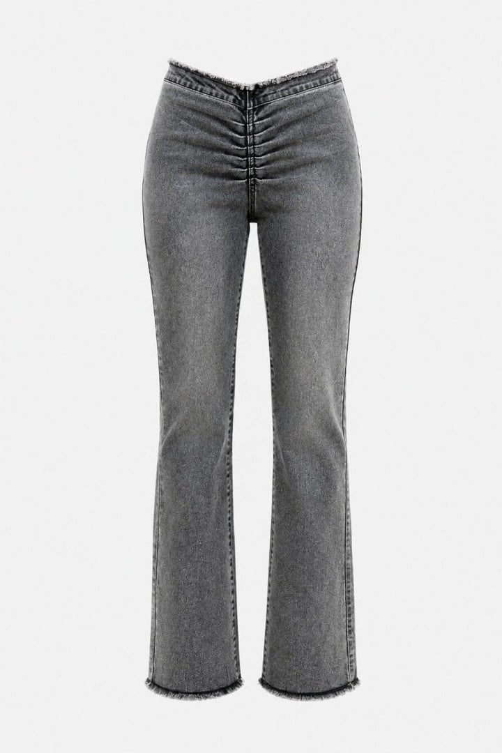 American Bazi V-Cut Ruched Flare Pants - AMVIM
