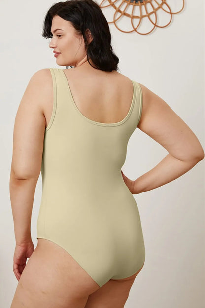 Basic Sleeveless Square Neck Full Bodysuit - AMVIM