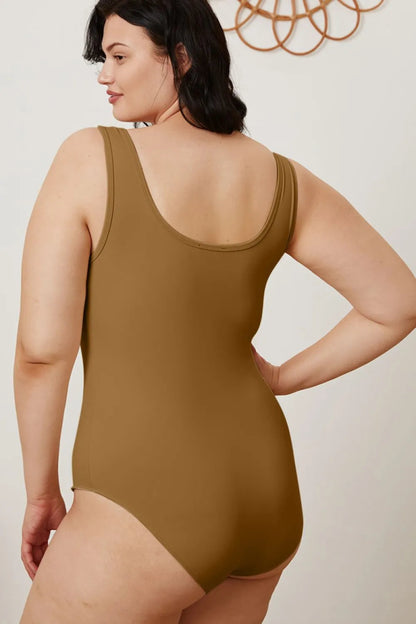 Basic Sleeveless Square Neck Full Bodysuit - AMVIM