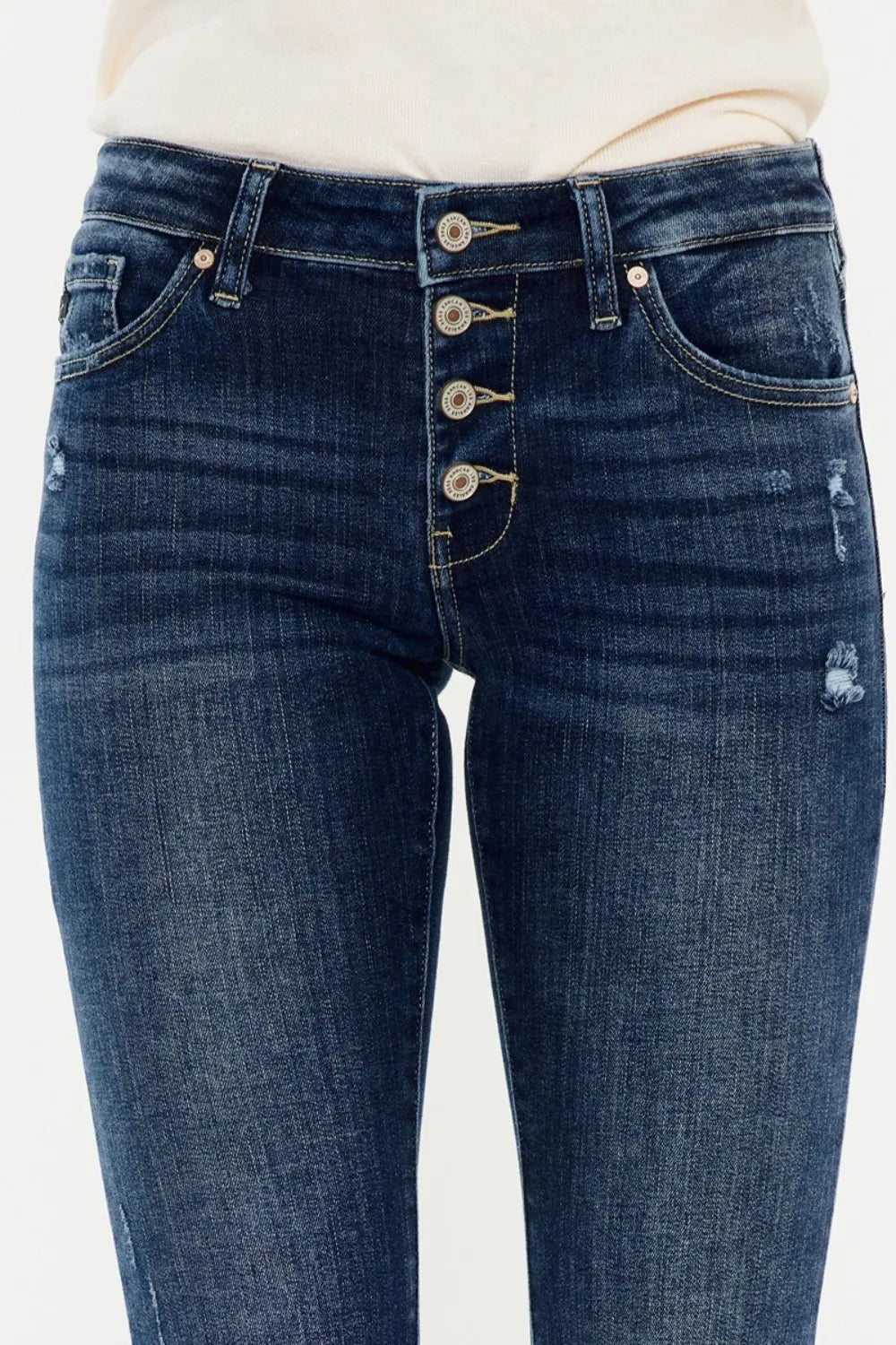 Kancan Mid Rise Button Fly Flare Jeans - AMVIM | SKU: 100100288851663,100100288852414,100100288853497,100100288854306,100100288855810,100100288856278,100100288857873,100100288858220