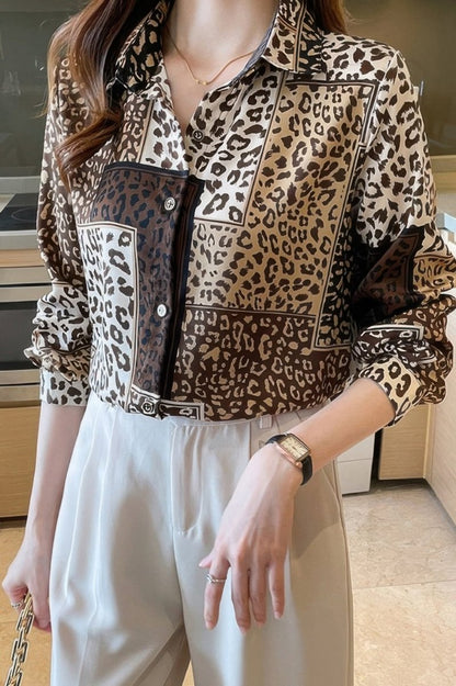 Blouse loose fit chain print drop shoulder summer top - AMVIM