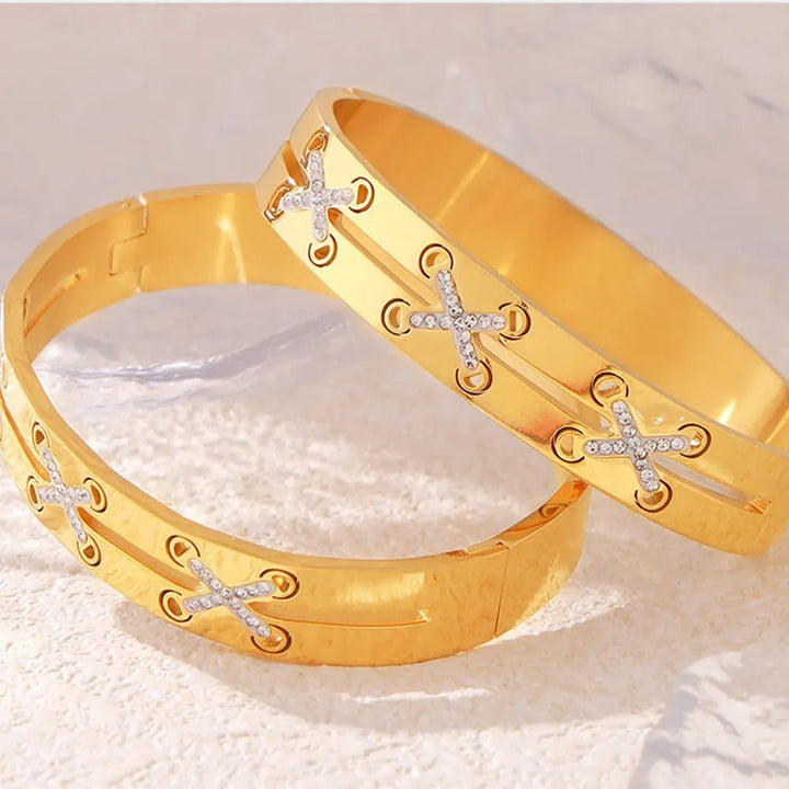Bracelet Gold - Plated Czech Diamond Stainless Steel Elegant - AMVIM