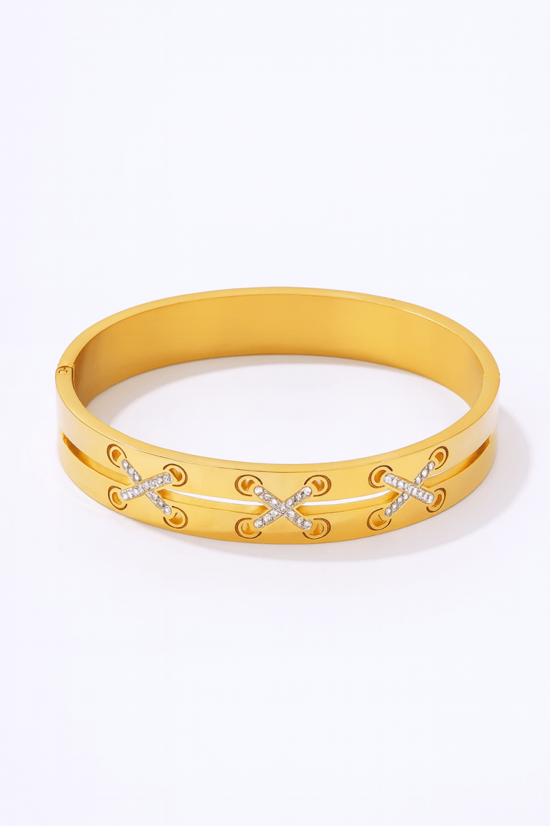 Bracelet Gold - Plated Czech Diamond Stainless Steel Elegant - AMVIM