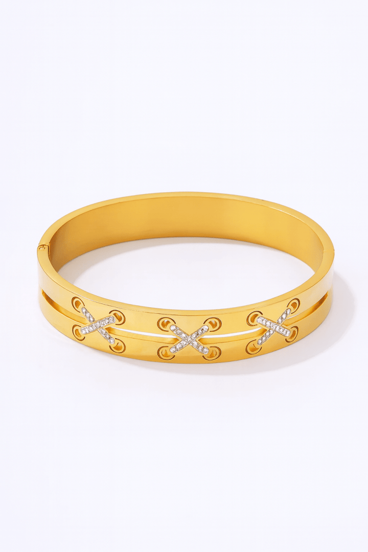 Bracelet Gold - Plated Czech Diamond Stainless Steel Elegant - AMVIM