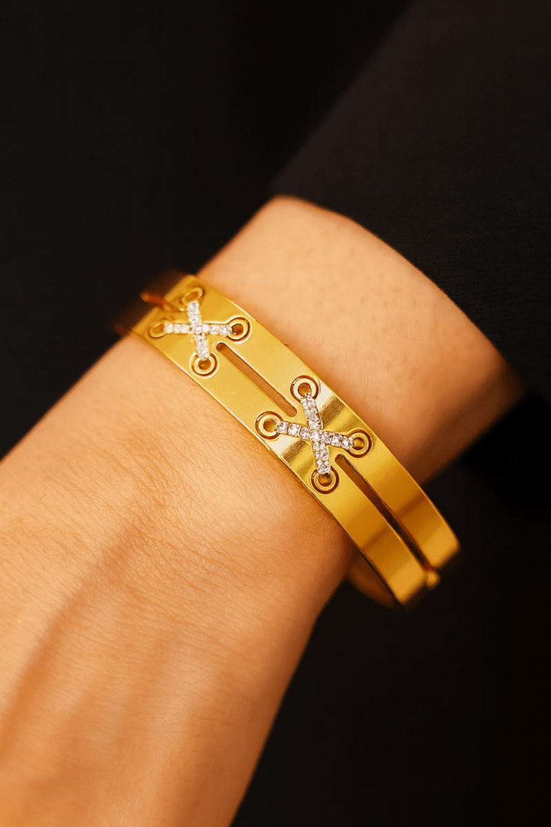 Bracelet Gold - Plated Czech Diamond Stainless Steel Elegant - AMVIM