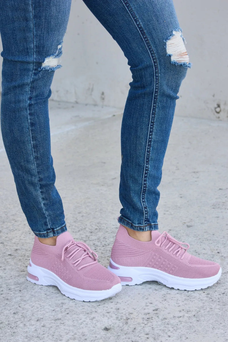 Breathable Mesh Lace - up Round Toe Athletic Shoes - AMVIM