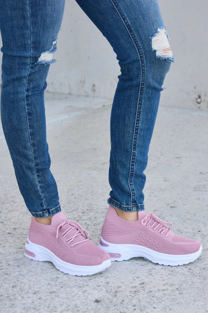 Breathable Mesh Lace - up Round Toe Athletic Shoes - AMVIM