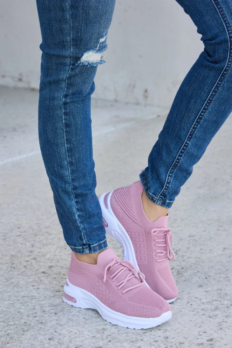 Breathable Mesh Lace - up Round Toe Athletic Shoes - AMVIM