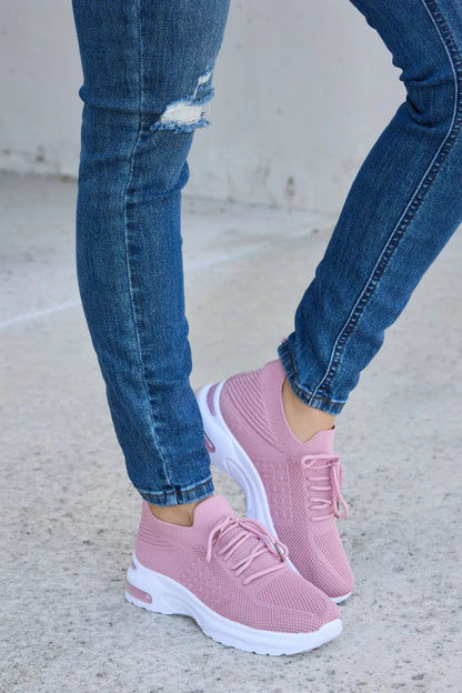 Breathable Mesh Lace - up Round Toe Athletic Shoes - AMVIM