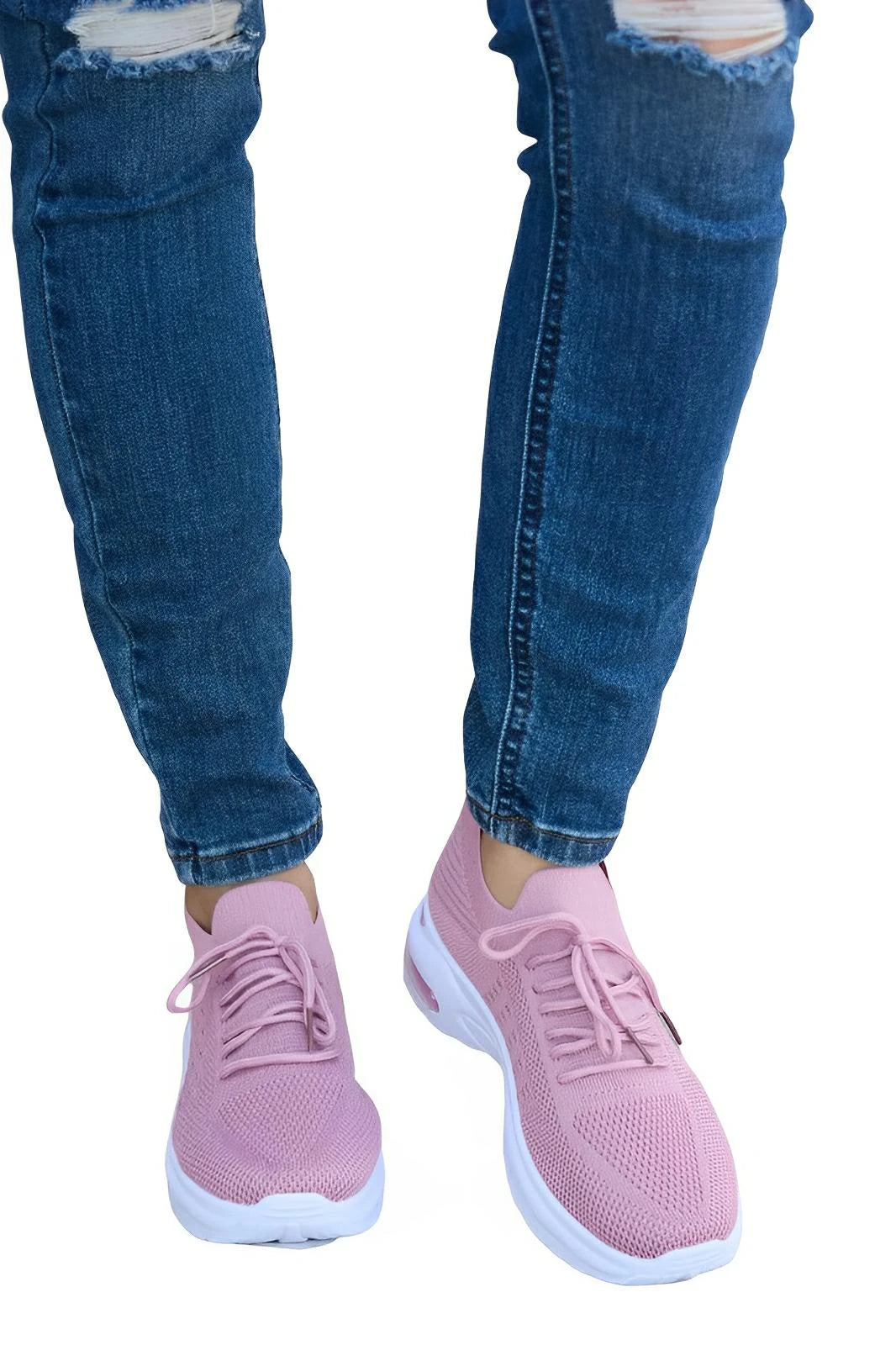 Breathable Mesh Lace - up Round Toe Athletic Shoes - AMVIM