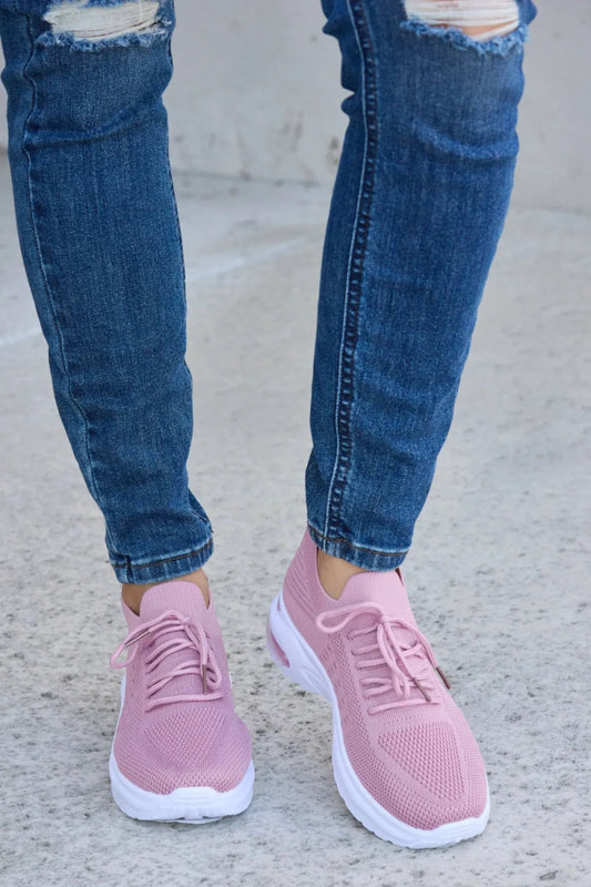 Breathable Mesh Lace - up Round Toe Athletic Shoes - AMVIM