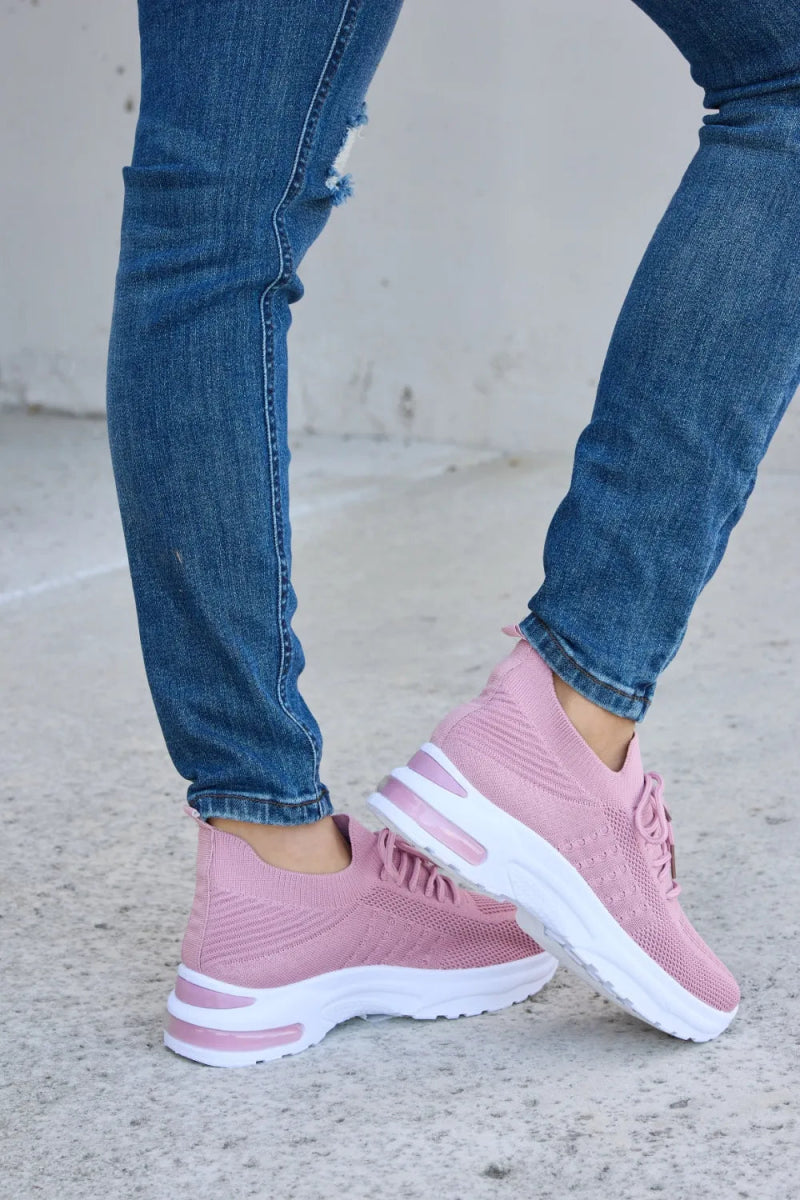 Breathable Mesh Lace - up Round Toe Athletic Shoes - AMVIM