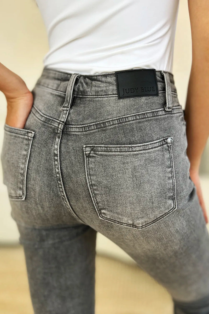 Button Fly High Waist Capri Jeans for Casual Comfort - AMVIM