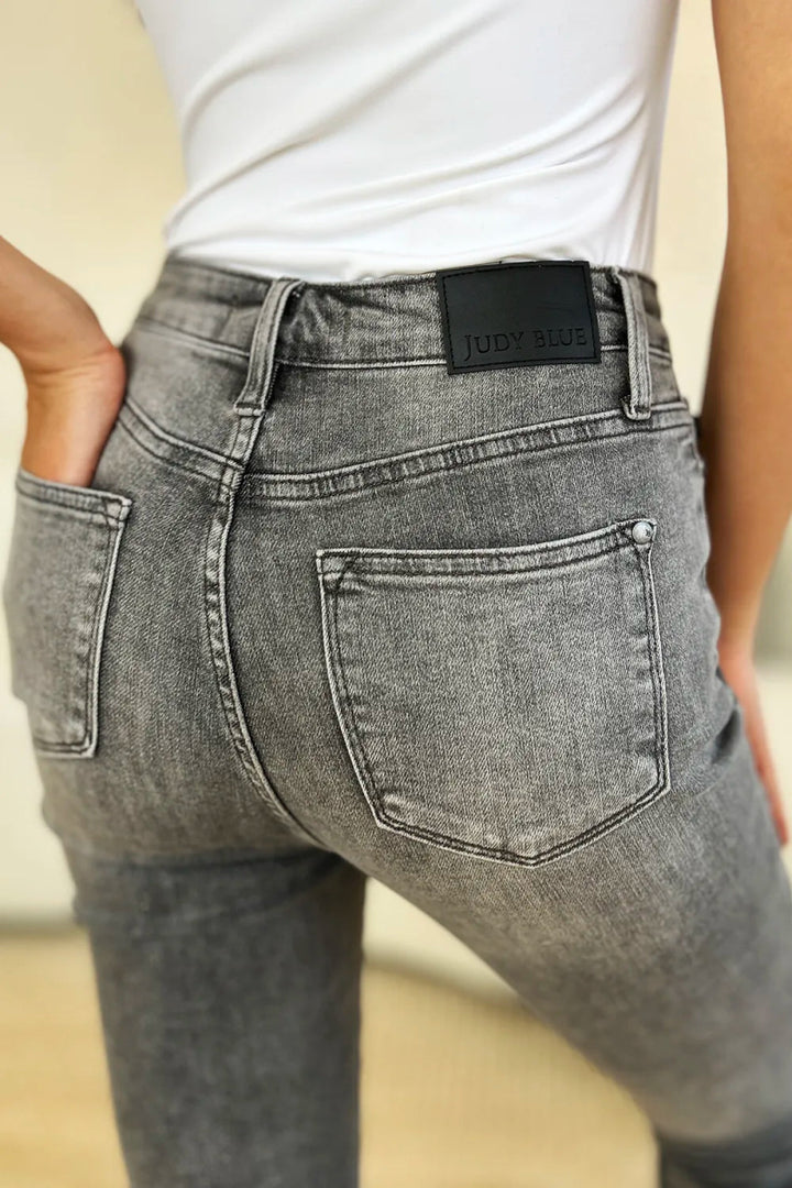 Button Fly High Waist Capri Jeans for Casual Comfort - AMVIM