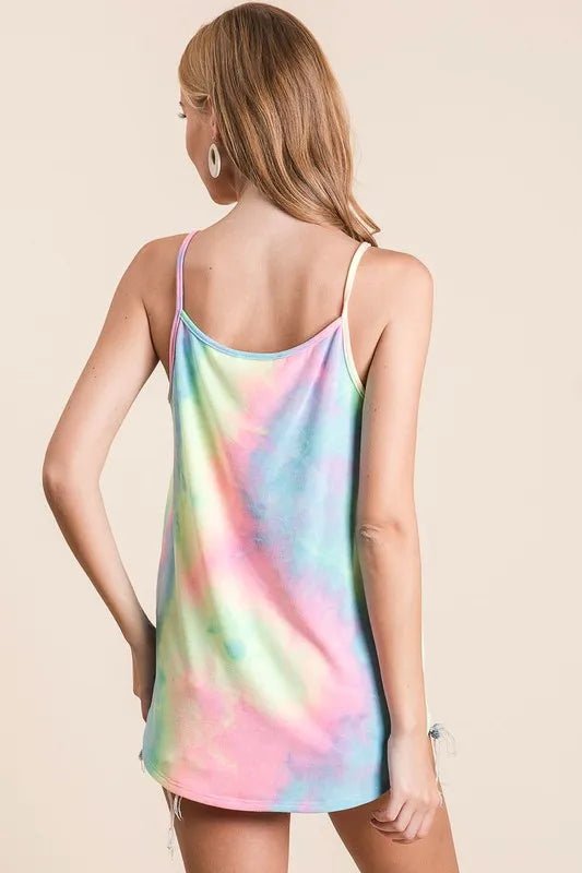 Caged Neck Terry Knit Camisole – Tie Dye Style - AMVIM