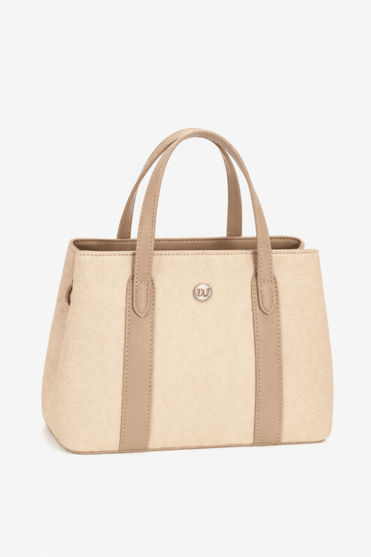 Canvas Handbag with Leather Trim - AMVIM