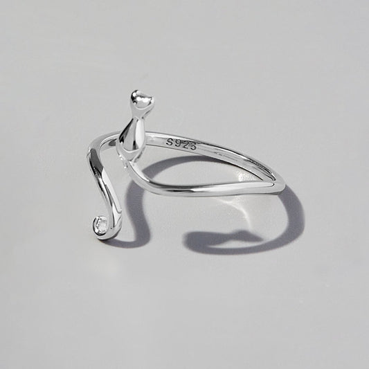 Cat Shape 925 Sterling Silver Ring - AMVIM