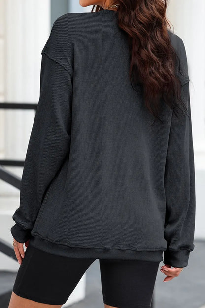 AMVIM - Sequin Round Neck Sweatshirt Red Candy Cane Design Polyester