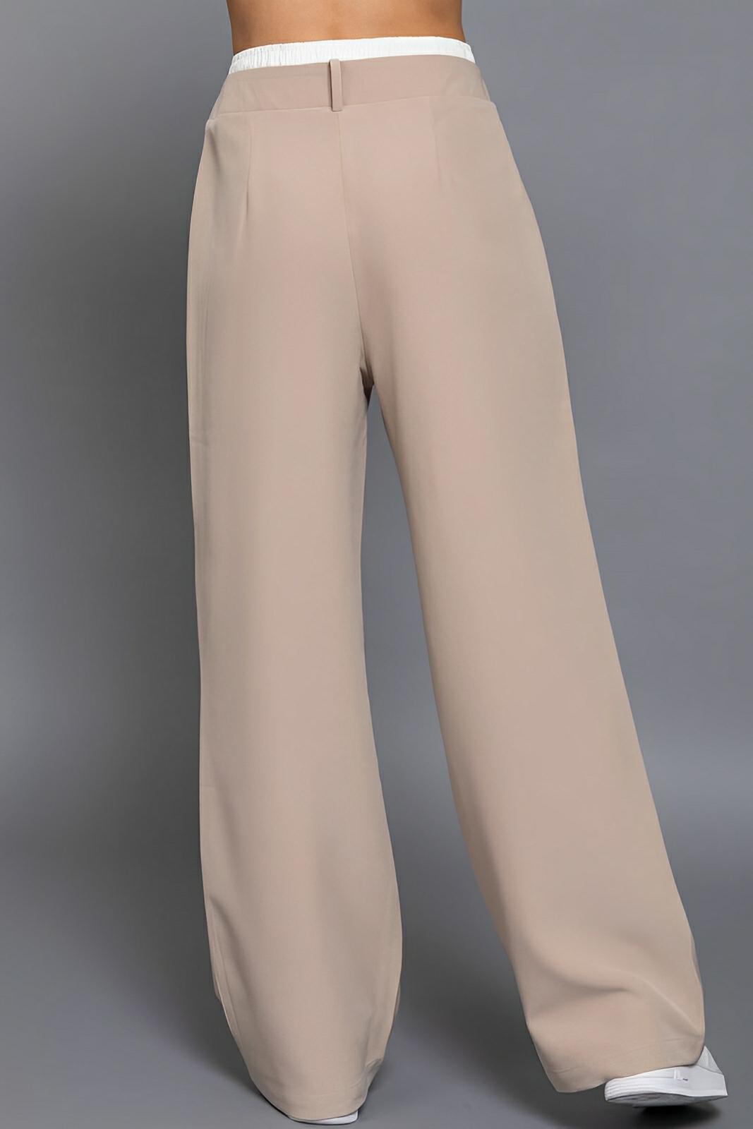 Contrast Waist Boxer Straight Long Pants - AMVIM