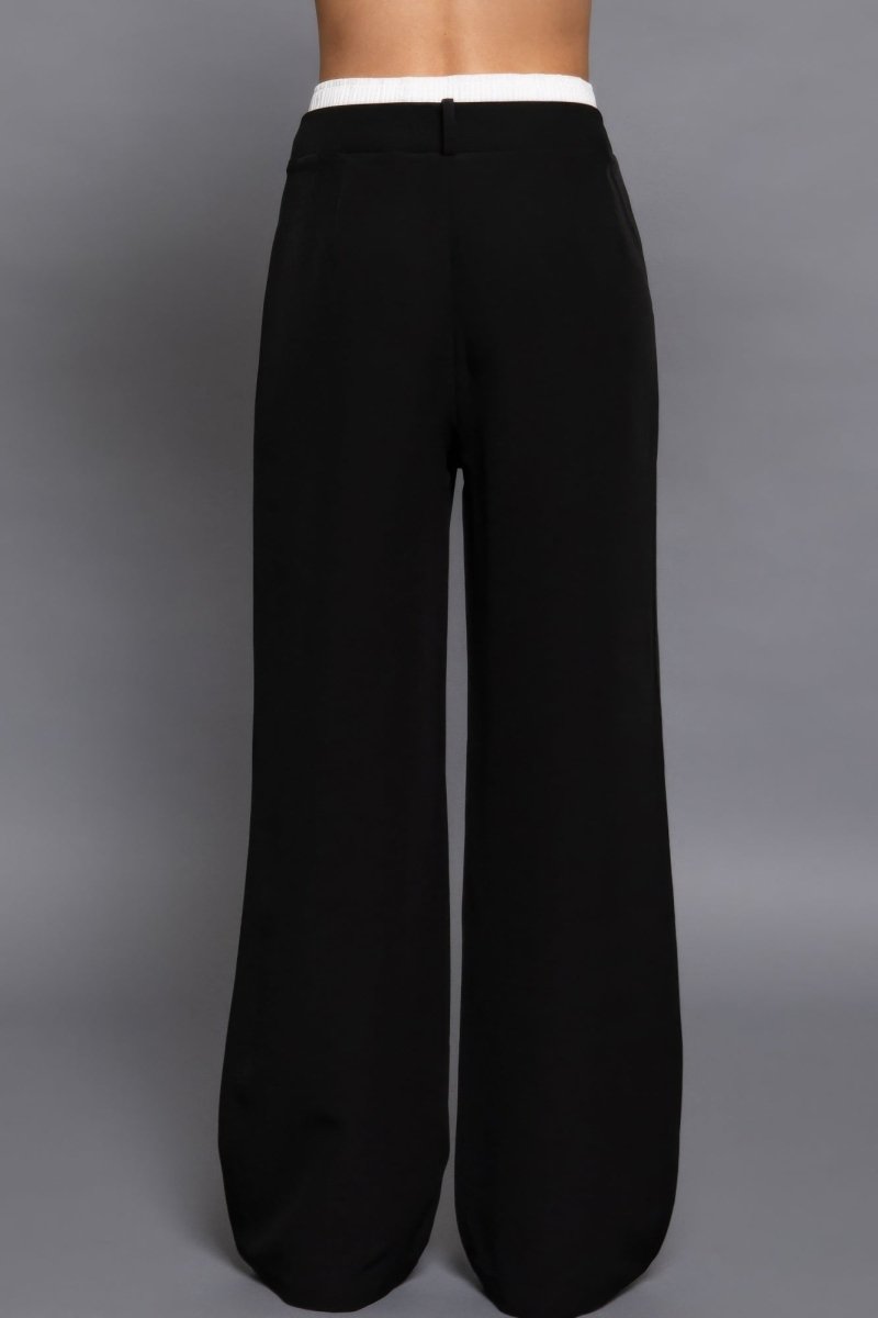 Contrast Waist Boxer Straight Long Pants - AMVIM