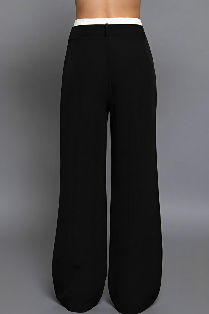 Contrast Waist Boxer Straight Long Pants - AMVIM