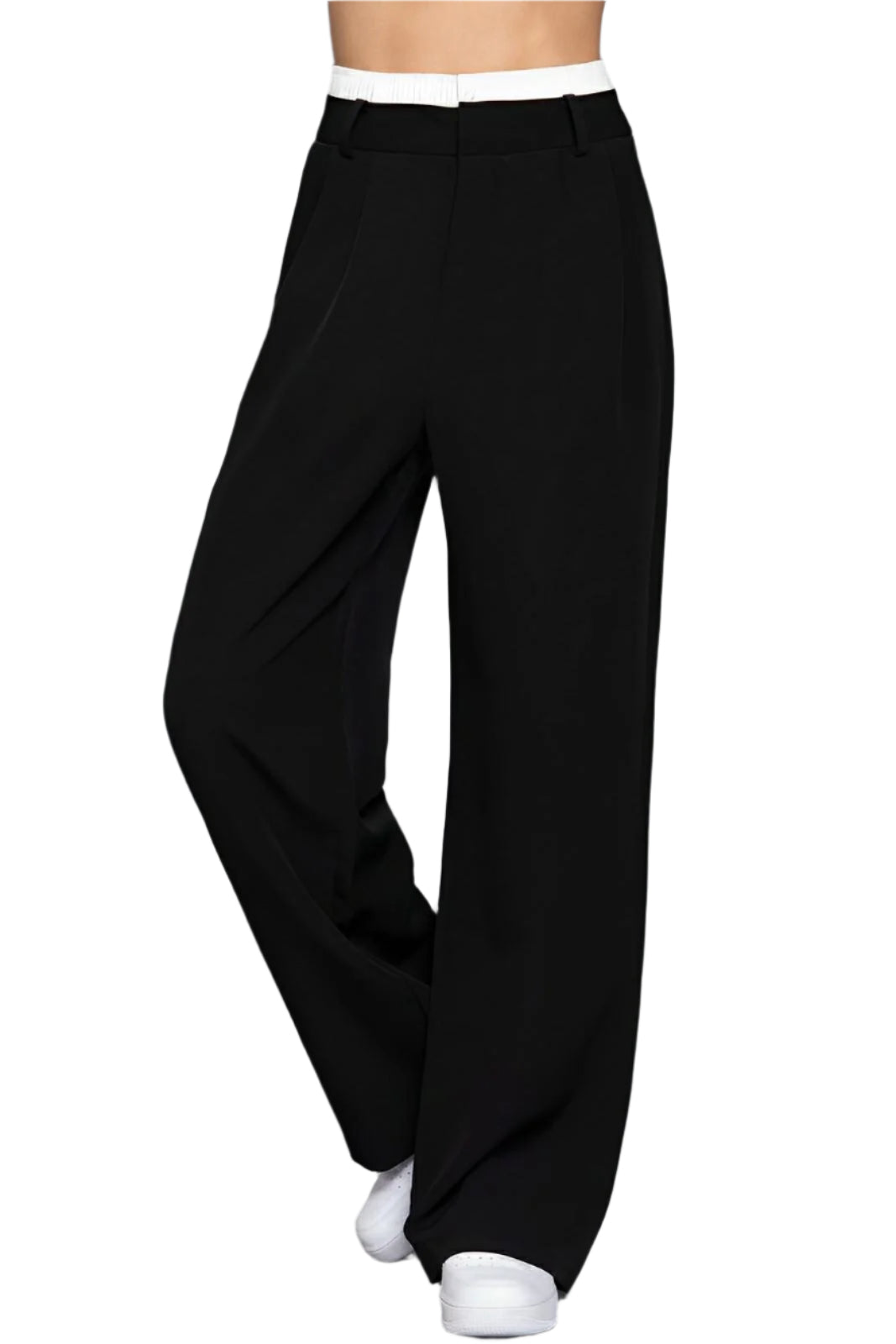 Contrast Waist Boxer Straight Long Pants - AMVIM