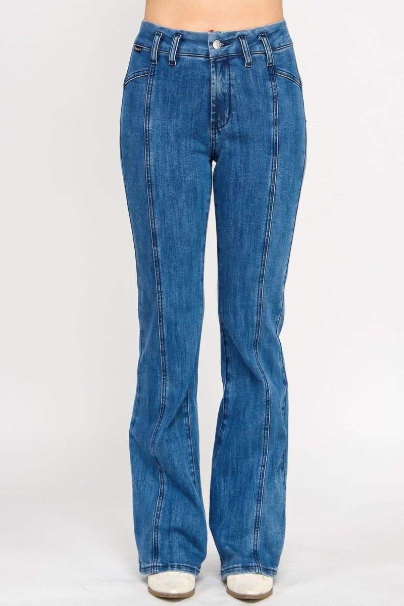 Cotton Bell Bottom Jeans – High Waist - Saige Denim Women's Premium USA - Made Jeans - AMVIM