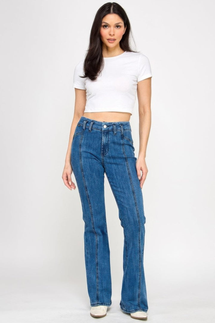 Cotton Bell Bottom Jeans – High Waist - Saige Denim Women&