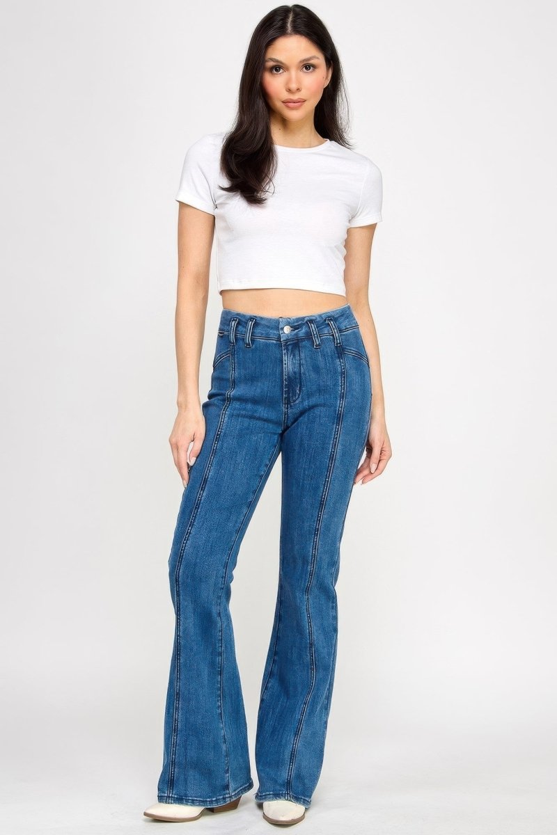 Cotton Bell Bottom Jeans – High Waist - Saige Denim Women&