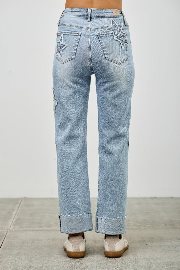 Cotton Blend Jeans – High Waist Straight - Leg - Saige Denim Women&