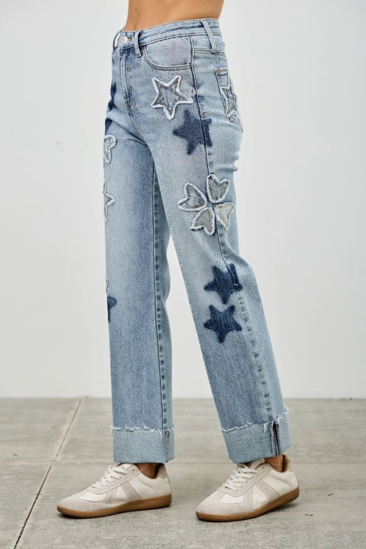 Cotton Blend Jeans – High Waist Straight - Leg - Saige Denim Women&