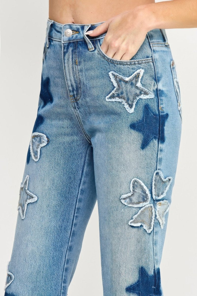Cotton Blend Jeans – High Waist Straight - Leg - Saige Denim Women&